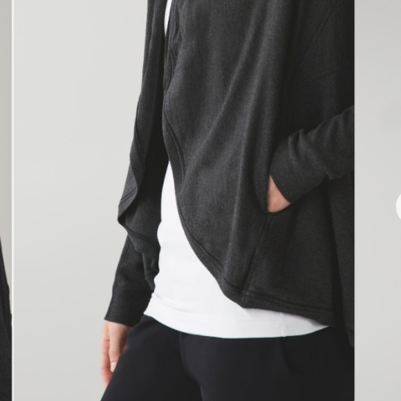 Lululemon To & Flow Wrap Cardigan Womens 4 Heathered Mod Black Athleisure Comfy - Picture 13 of 13